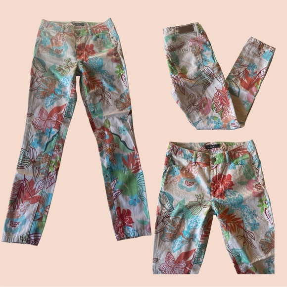 Marc Cain Floral Full Length Jeans Waist 14 Inches - Picture 1 of 6